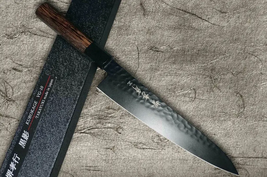 Sakai Takayuki Non-Stick Coating VG10 Hammered WA KUROKAGE  Gyuto Knife 240mm with Wenge Handle