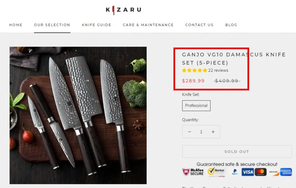 kizaru knife set price