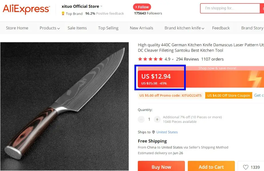 Nakano knives similars on AliExpress