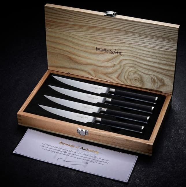 Kamikoto Kuro Series 3 Pc Knife Set Wooden Case Black w/Silver