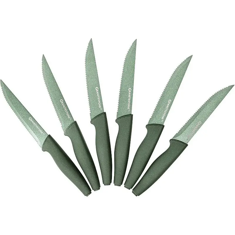 nutriblade 6 piece non stick steak knife set green