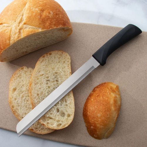 Rada Cutlery Anthem Series Bread Knife Stainless Steel Serrated Blade with Ergonomic Black Resin Handle, 8-Inch