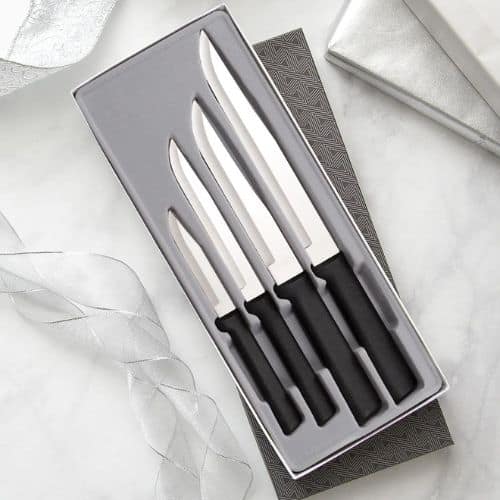 Rada Cutlery Wedding Register Knife Gift Set – 4 Culinary Knives With Black Stainless Steel Resin Handle Made in the USA